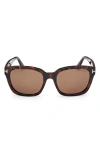 Tom Ford Haylay Acetate Rectangle Sunglasses In Shiny Dark Havana Eco