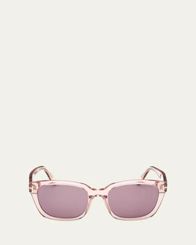 Tom Ford Haylay Acetate Rectangle Sunglasses In Pnko/viol