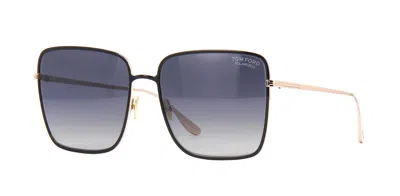 Pre-owned Tom Ford Heather Ft 0739 Black Gold/grey Gradient Polarized (01d) Sunglasses