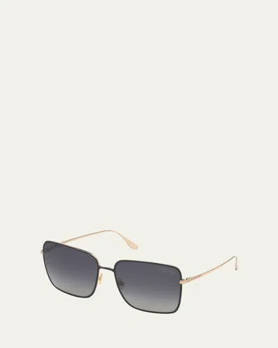 Tom Ford Heather Square Metal Sunglasses In Smoke