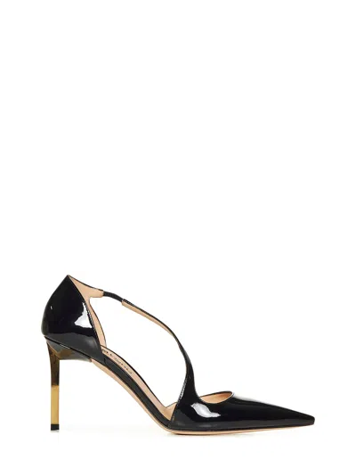 Tom Ford Heeled Crossover Strap Pumps In Black
