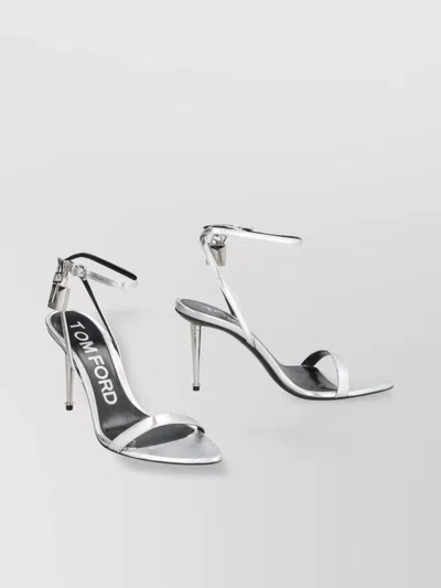 Tom Ford Heeled Leather Sandals With Metallic Padlock