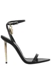 Tom Ford Black Sandals With Metal Heel And Padlock In Leather Woman In Black