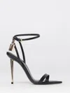 Tom Ford Black Sandals With Metal Heel And Padlock In Leather Woman In Black