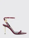 Tom Ford Semi Shiny Printed Python Padlock Pointy Naked Sandal In Red