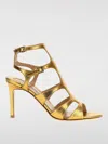 Tom Ford Laminated Leather Sandals With Croco Print In Gold