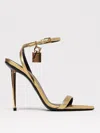 Tom Ford Gold Padlock Pointy Naked Heeled Sandals