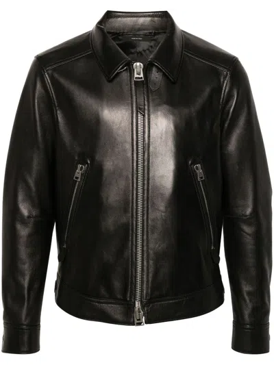 Tom Ford Hemdjacke Aus Leder In Lb999 - Black