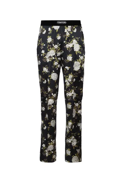 Tom Ford Hendrix Floral On Stretch Silk Satin Pj Pants In Multi