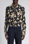 Tom Ford Floral Silk Crêpe De Chine Shirt In Zdpco Combo Pink/orange