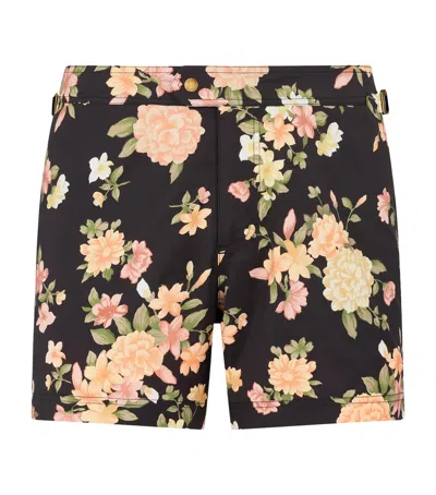 Tom Ford Hendrix Floral Swim Shorts In Black