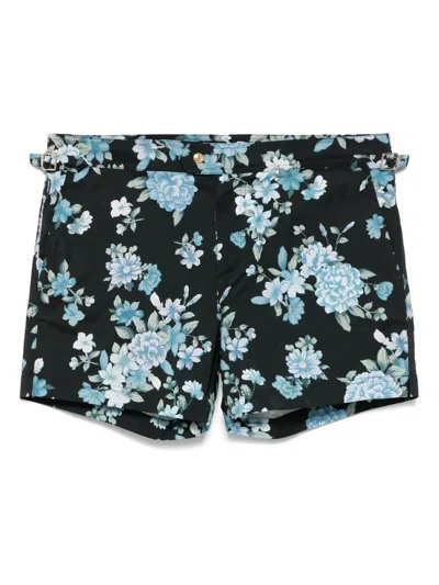 Tom Ford Hendrix Floral Swim Shorts In Black