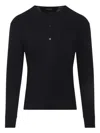Tom Ford Long-sleeved Henley Top With Buttoned Placket And Fitted Silhouette In Black