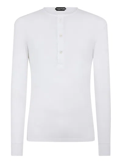 Tom Ford Henley Cotton T-shirt In White