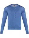 Tom Ford Henley Knitted Silk Top In Blau