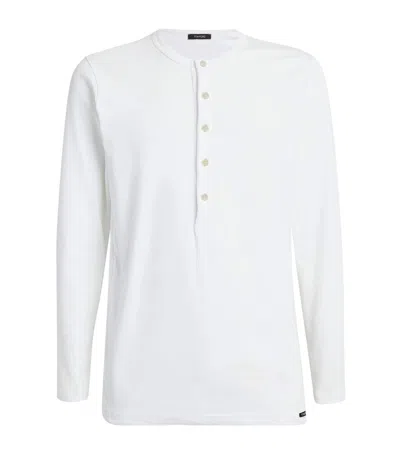 Tom Ford White Long-sleeved Basic T-shirt With Cuffs In Lyocell Blend Man In Multicolor