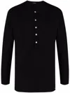 Tom Ford Henley-neck Long-sleeved Jersey T-shirt Clothing In Black