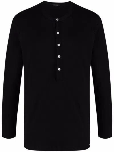 TOM FORD TOM FORD HENLEY-NECK LONG-SLEEVED JERSEY T-SHIRT