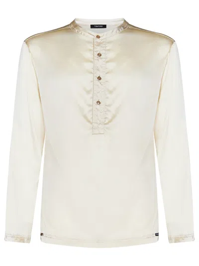 Tom Ford Henley Pajama In Neutrals