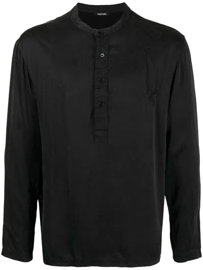 TOM FORD HENLEY STRETCH-SILK LOUNGEWEAR SHIRT