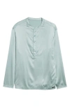 Tom Ford Henley Stretch Silk Pajama Shirt In Pale Mint