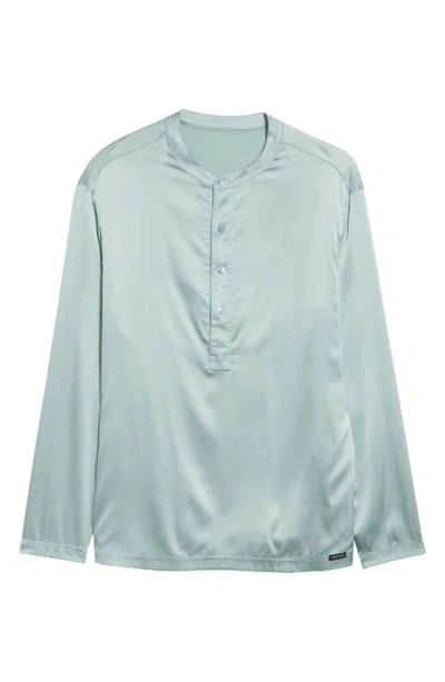 Tom Ford Henley Stretch Silk Pajama Shirt In Green