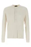 Tom Ford Mens Beige Ribbed Long-sleeve Cotton And Modal Henley Top