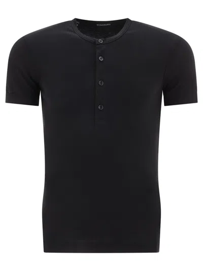 Tom Ford Henley T Shirt In Black