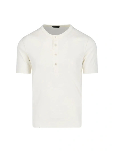 Tom Ford 'henley' T-shirt In Cream