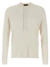 Tom Ford Slim-fit Ribbed Stretch Lyocell And Cotton-blend Henley T-shirt In Beige