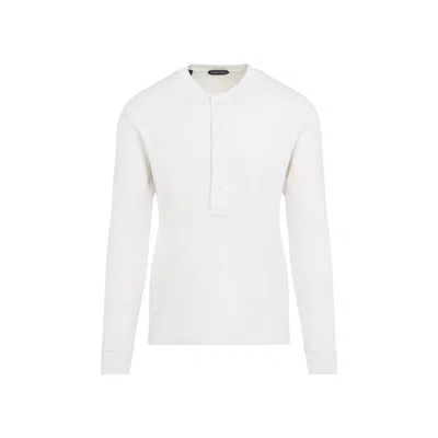 Tom Ford Stretch-cotton Jersey Henley Pyjama T-shirt In White