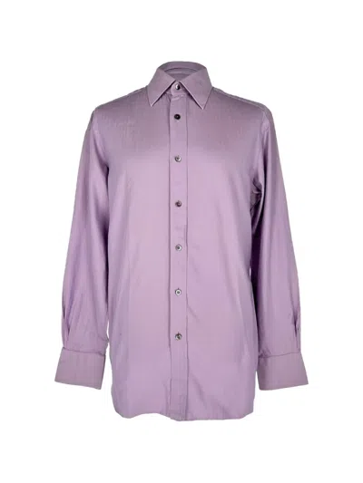 Pre-owned Tom Ford Herringbone Button-down Shirt In Purple