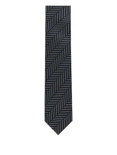 Tom Ford Herringbone-pattern Tie In Blue