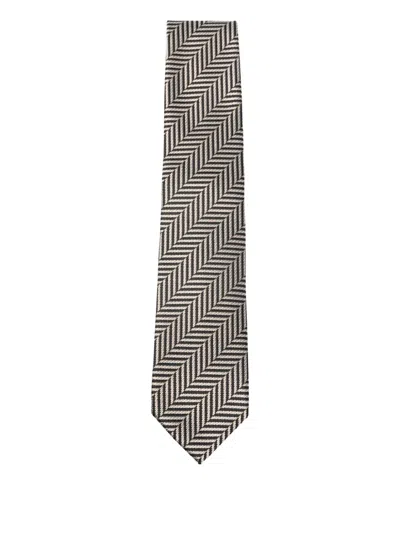 Tom Ford Herringbone-pattern Tie In Black