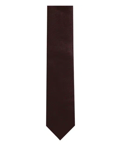 Tom Ford Herringbone-pattern Tie In Red