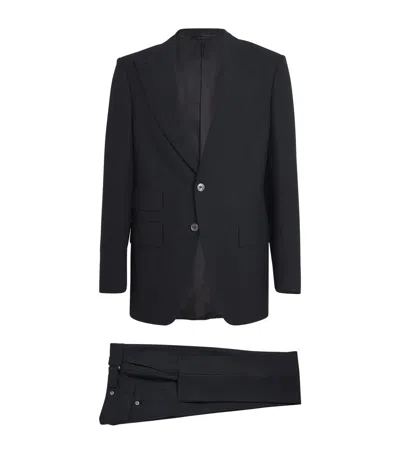 Tom Ford Herringbone Stripe Atticus 2-piece Suit In Navy