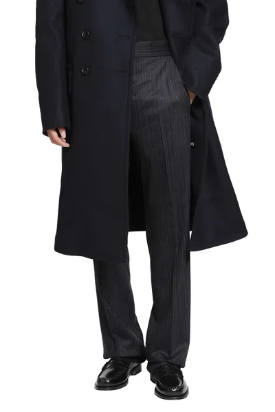 Tom Ford Herringbone Stripe Wool Trousers In Brown
