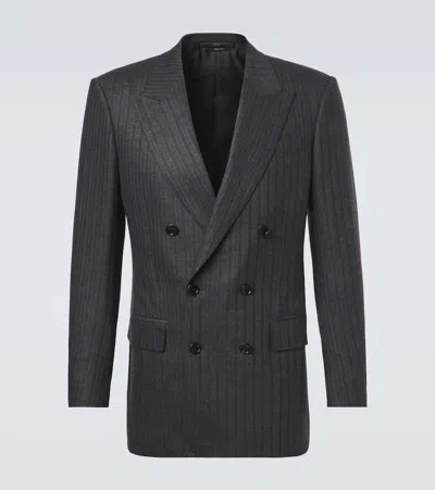 Tom Ford Herringbone Wool Blazer In Transparent
