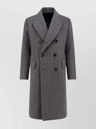 TOM FORD HERRINGBONE WOOL COAT DOUBLE BUTTON DESIGN