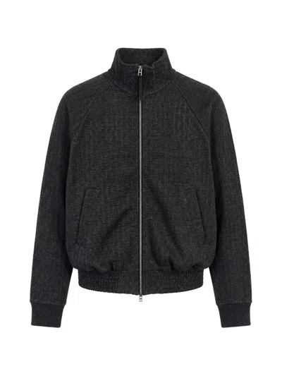 Tom Ford Herringbone-pattern Nubuck-detail Sweater In Black