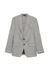 Tom Ford Herringbone Wool Silk Blend Tailored Blazer In Gray