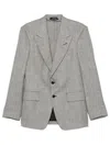 Tom Ford Herringbone Wool Silk Blend Tailored Blazer In Gray