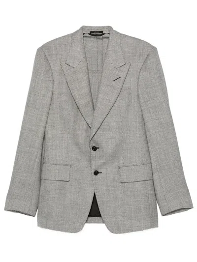TOM FORD TOM FORD HERRINGBONE-PATTERN WOOL BLEND BLAZER