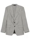 Tom Ford Herringbone Wool Silk Blend Tailored Blazer In Gray