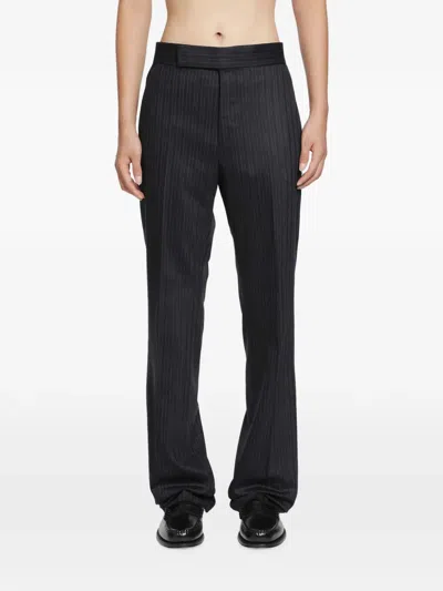 Tom Ford Herringbone-stripe Trousers In Gray