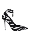 Tom Ford Padlock Zebra-print Velvet Pumps In Black