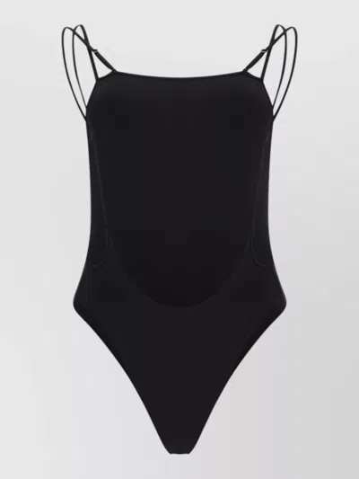 Tom Ford High Leg Lounge Bodysuit Scoop Neckline In Black
