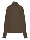 Tom Ford Long-sleeved Silk Georgette Blouse In Brown