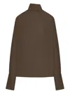 Tom Ford Long-sleeved Silk Georgette Blouse In Brown