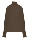 Tom Ford Long-sleeved Silk Georgette Blouse In Brown